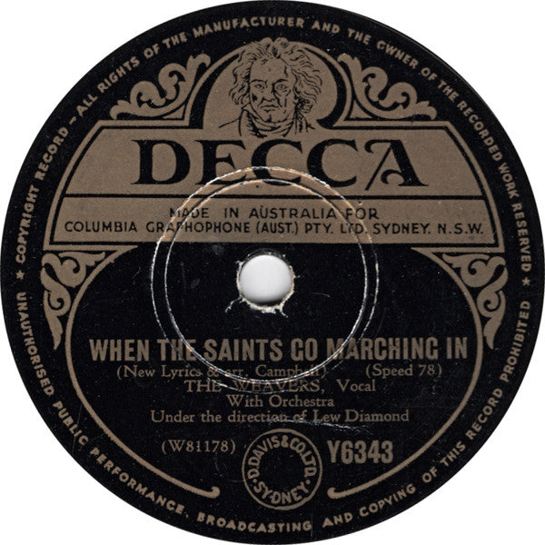 The Weavers : Kisses Sweeter Than Wine / When The Saints Go Marching In (Shellac, 10")