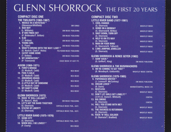 Glenn Shorrock : The First 20 Years (2xCD, Album, Comp, RE)