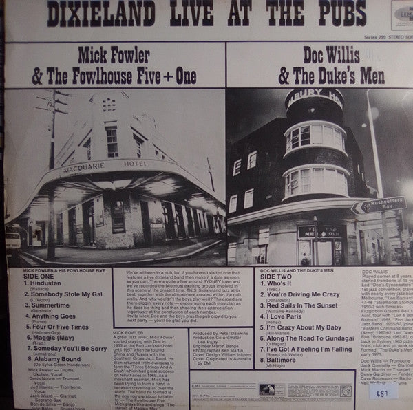 Mick Fowler & The Fowlhouse Five + One, Doc Willis & The Duke's Men : Dixieland Live At The Pubs (LP, Album)