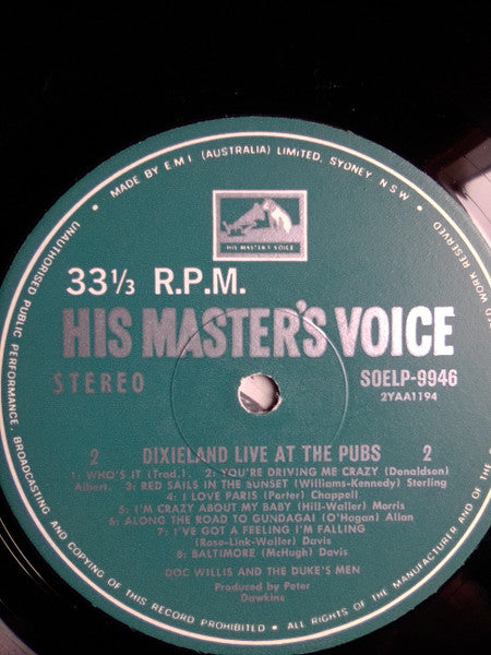 Mick Fowler & The Fowlhouse Five + One, Doc Willis & The Duke's Men : Dixieland Live At The Pubs (LP, Album)