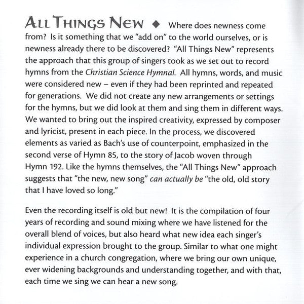 Teddy Crecelius, Adrian Dahlin, Lindsay Pope, Robin Worth Reinert : All Things New (CD)