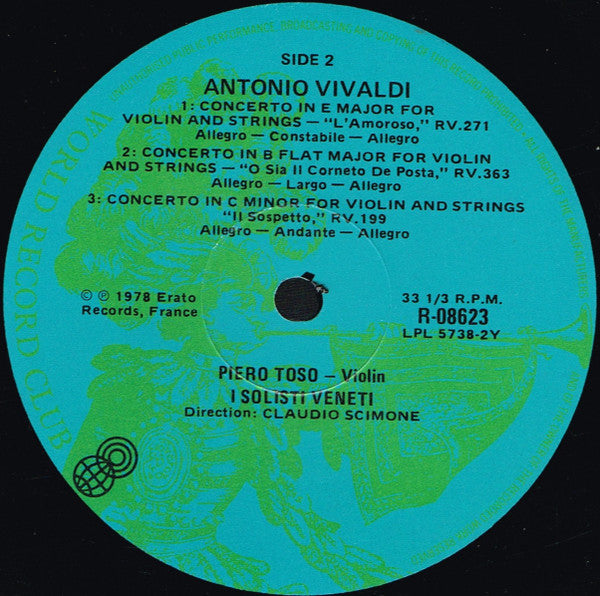 Antonio Vivaldi / I Solisti Veneti Directed By Claudio Scimone : Five Violin Concertos (LP, Album, Club, RE, RP)
