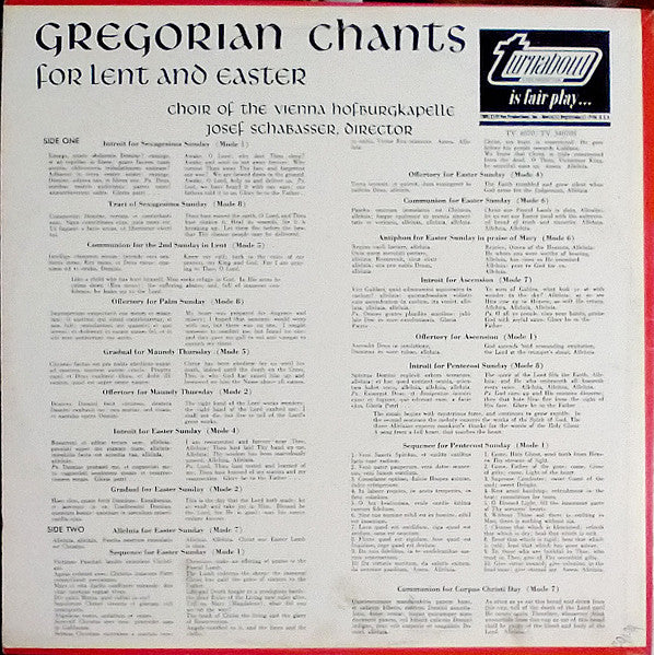 Choir Of The Vienna Hofburgkapelle*, Josef Schabasser : Gregorian Chants For Lent And Easter (LP)