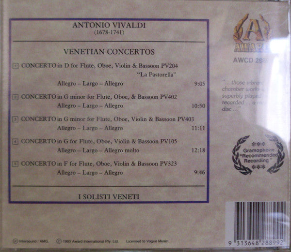 Antonio Vivaldi, I Solisti Veneti : Venetian Concertos "La Pastorella" (CD)
