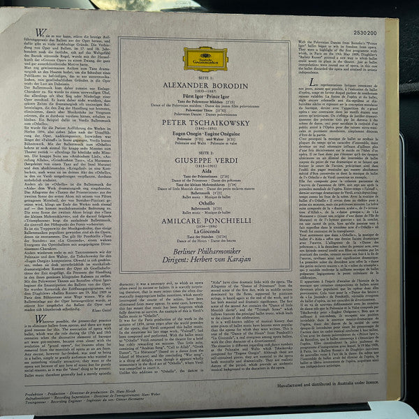 Karajan*, Berliner Philharmoniker : Opernballette - Polowetzer Tänze • Tanz Der Stunden U.a. = Polovtsian Dances • Dance Of The Hours & Others (LP, Album)
