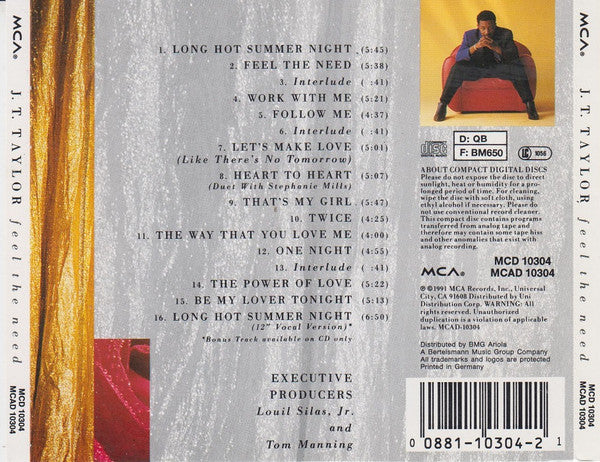 J.T. Taylor : Feel The Need (CD, Album)