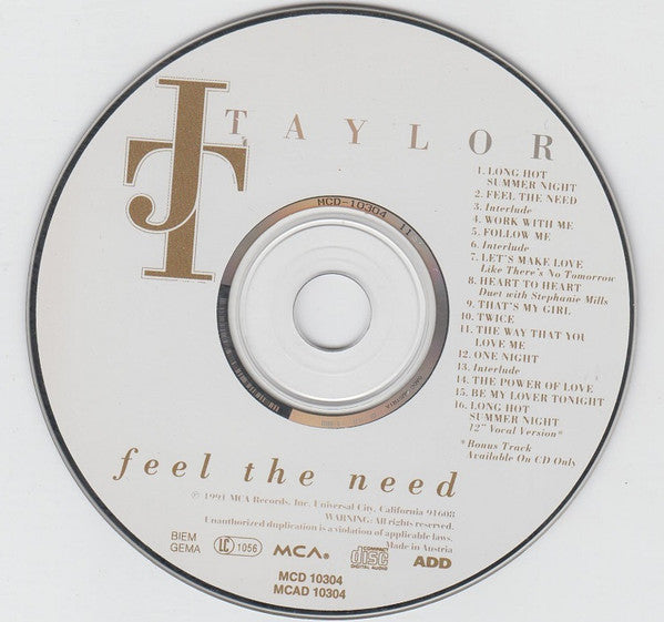 J.T. Taylor : Feel The Need (CD, Album)