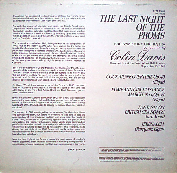 Sir Colin Davis Conducting The BBC Symphony Orchestra : The Last Night Of The Proms (LP)