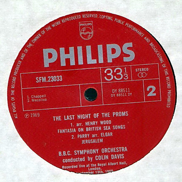 Sir Colin Davis Conducting The BBC Symphony Orchestra : The Last Night Of The Proms (LP)