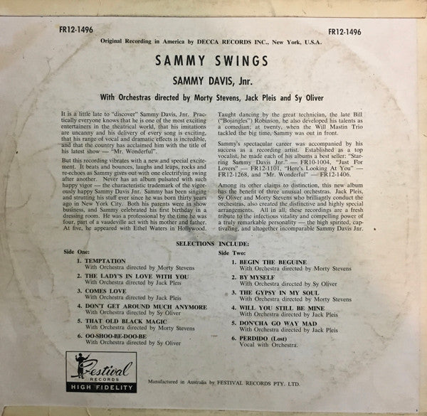 Sammy Davis Jr. : Sammy Swings (LP)