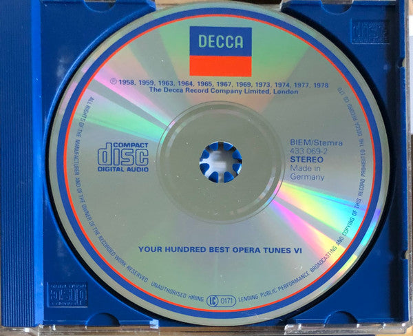 Various : Your Hundred Best Opera Tunes VI (CD, Comp, RM)