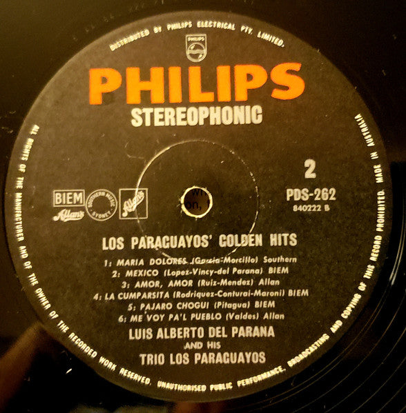 Luis Alberto Del Parana Y Los Paraguayos : Los Paraguayos' Golden Hits (LP, Comp)