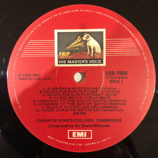 The King's College Choir Of Cambridge Conducted By Sir David Willcocks* : Christmas Music From King's (LP, Comp, RE)