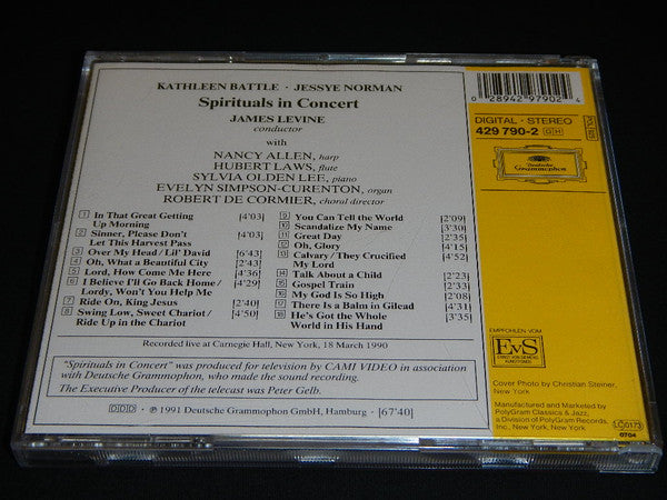 Kathleen Battle, Jessye Norman - Chorus*  And Orchestra* Conducted By James Levine (2) : Spirituals In Concert (CD, Album)