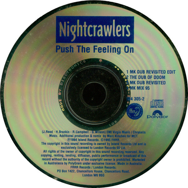Nightcrawlers : Push The Feeling On (New MK Mixes For '95) (CD, Single)