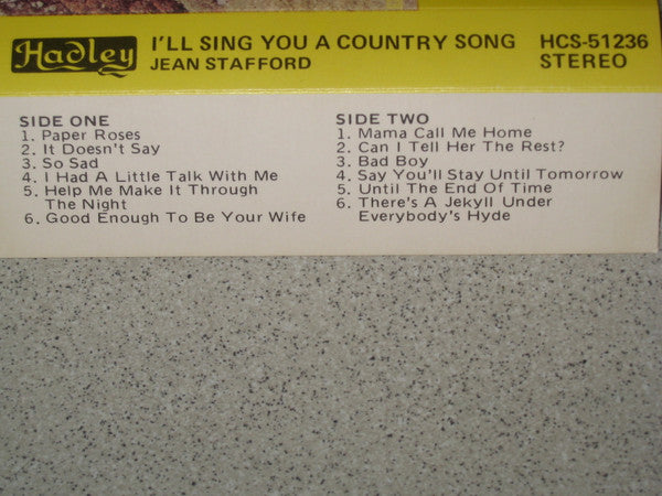 Jean Stafford : I'll Sing You A Country Song (Cass, Album)