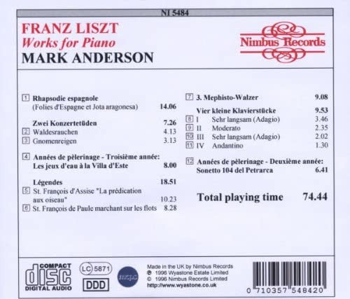 Franz Liszt / Mark Anderson (21) : Rhapsodie Espagnole (CD, Album)