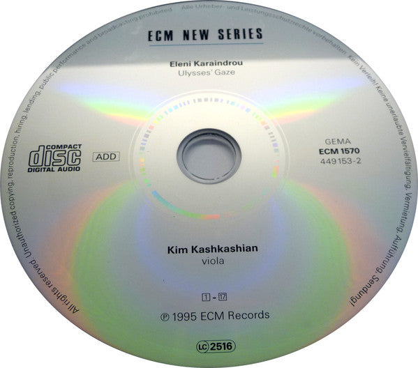 Eleni Karaindrou - Kim Kashkashian : Ulysses' Gaze (CD, Album, RP, Uni)