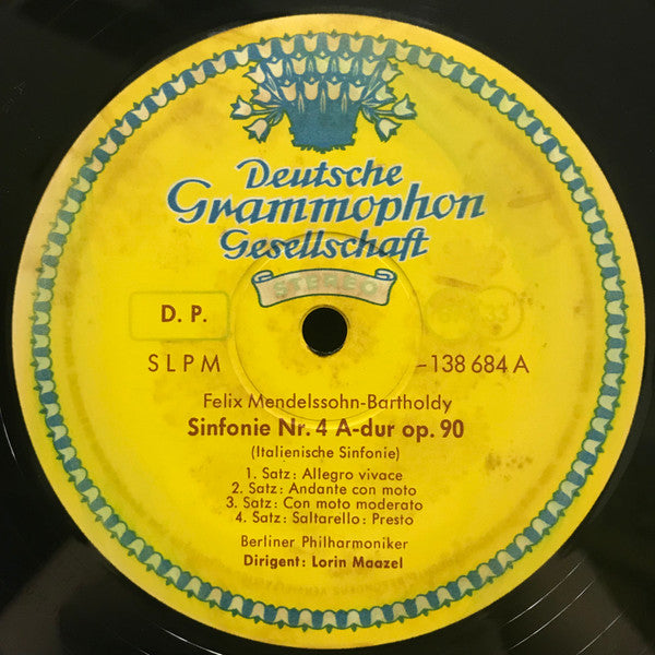 Mendelssohn-Bartholdy* / Berliner Philharmoniker, Lorin Maazel : Italienische Sinfonie / Reformations-Sinfonie (LP, RP)