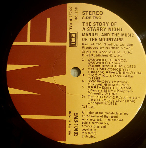 Manuel And His Music Of The Mountains : The Story Of A Starry Night (LP, Comp)