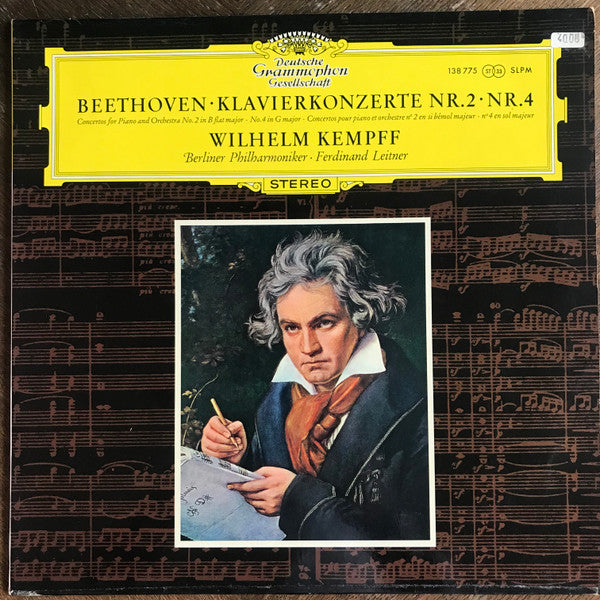 Ludwig van Beethoven, Wilhelm Kempff ‧ Berliner Philharmoniker ‧ Dirigent: Ferdinand Leitner : Klavierkonzerte Nr. 2 B-Dur Op. 19, Nr. 4 G-Dur Op. 58 (LP)