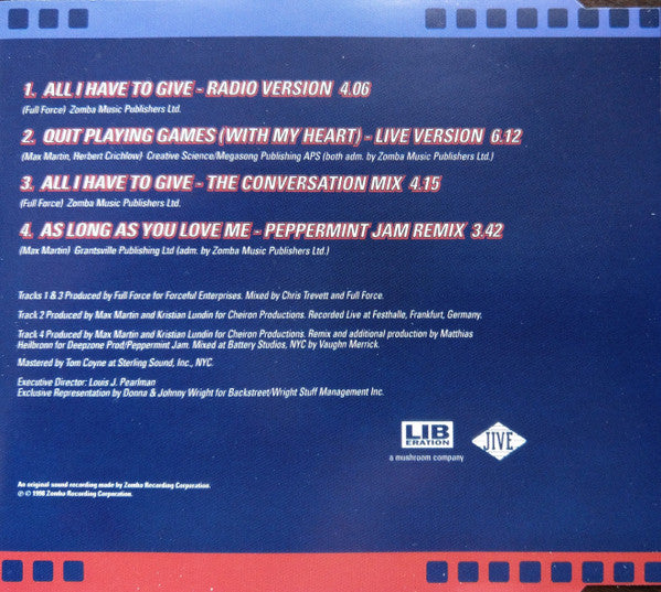 Backstreet Boys : All I Have To Give (CD, Single)