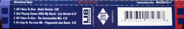 Backstreet Boys : All I Have To Give (CD, Single)