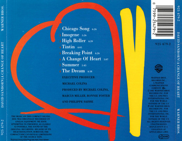 David Sanborn : A Change Of Heart (CD, Album)