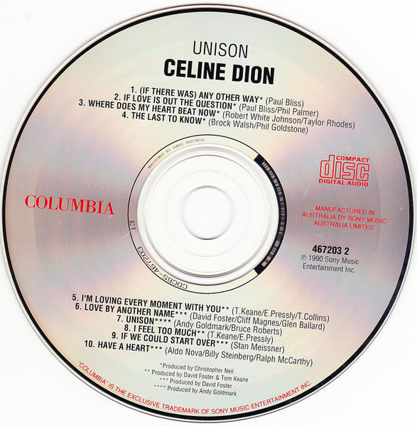 Celine Dion* : Unison (CD, Album, RE)