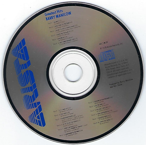 Barry Manilow : Greatest Hits (CD, Comp, Mono)