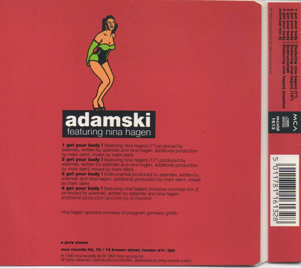 Adamski Featuring Nina Hagen : Get Your Body! (CD, Maxi)