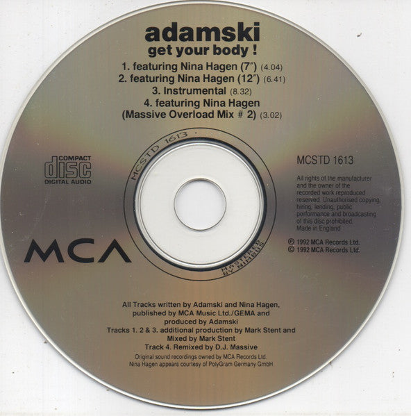 Adamski Featuring Nina Hagen : Get Your Body! (CD, Maxi)