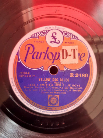 Bessie Smith & Her Blue Boys* : Yellow Dog Blues / Trombone Cholly (Shellac, 10")