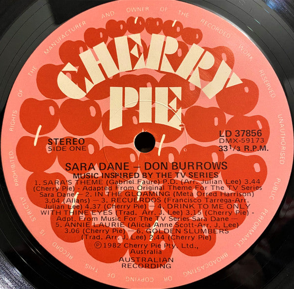 Don Burrows : Sara Dane: Music Inspired By The T.V. Series (LP, Album, Pin)