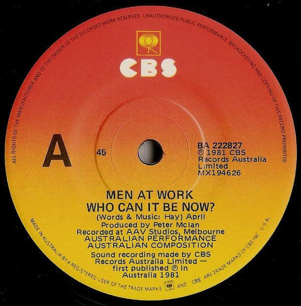 Men At Work : Who Can It Be Now? (7", Single)
