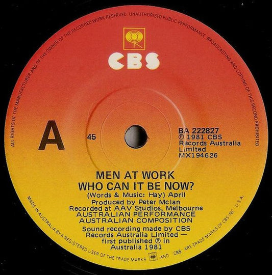 Men At Work : Who Can It Be Now? (7", Single)