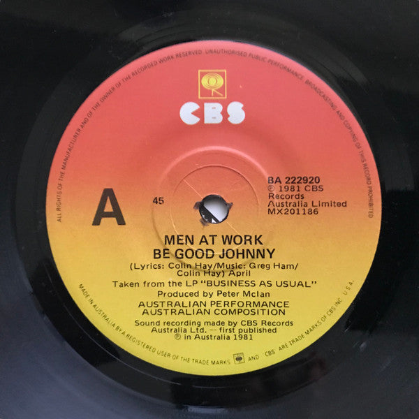 Men At Work : Be Good Johnny (7", Single)