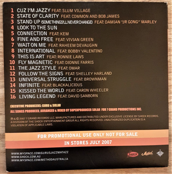 Guru's Jazzmatazz* : Jazzmatazz Vol. 4: The Hip Hop Jazz Messenger: "Back To The Future" (CD, Album, Promo, Car)