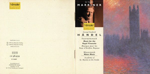 Georg Friedrich Händel - Academy Of St. Martin In The Fields*, Sir Neville Marriner : Music For The Royal Fireworks, Water Music (Feuerwerksmusik, Wassermusik) (CD, Album, Club, RE)