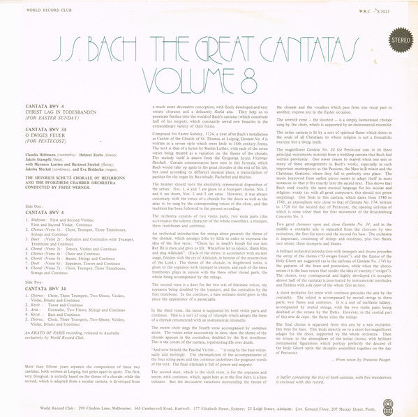Johann Sebastian Bach : The Great Cantatas, Volume 8 (LP, Album, Club, RE)