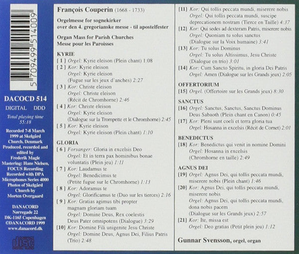 François Couperin, Gunnar Svensson (5) : Orgelmesse For Klosterkirker = Organ Mass For Abbey Churches (CD, Album)