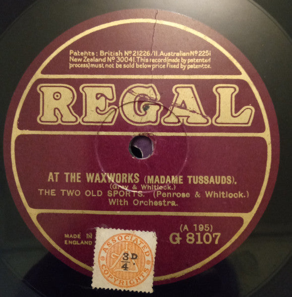 Whitlock And Penrose : At The Waxworks (Madame Tussauds) / Learning The Bassoon (Shellac, 10")