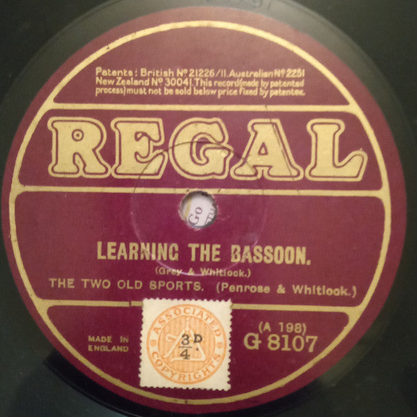Whitlock And Penrose : At The Waxworks (Madame Tussauds) / Learning The Bassoon (Shellac, 10")