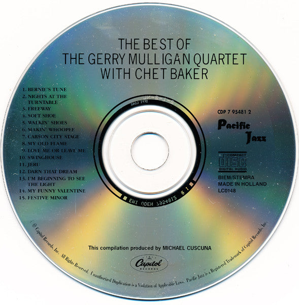Mulligan* / Baker* : The Best Of The Gerry Mulligan Quartet With Chet Baker (CD, Comp)