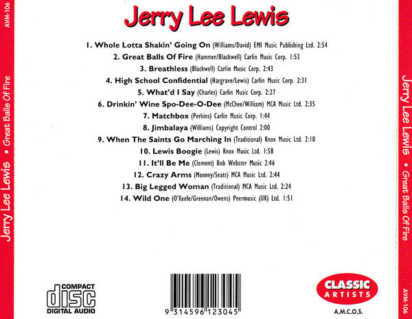 Jerry Lee Lewis : Great Balls Of Fire (CD, Album, Comp)