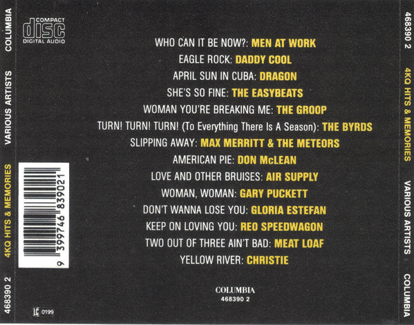 Various : 4KQ Hits and Memories (CD, Comp)