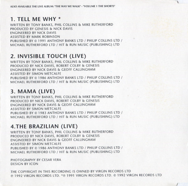 Genesis : Tell Me Why (CD, Maxi)
