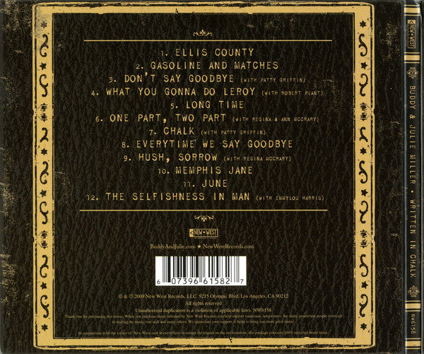 Buddy & Julie Miller : Written In Chalk (CD, Album)