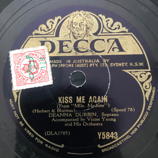 Deanna Durbin, Victor Young And His Orchestra : My Hero / Kiss Me Again (Shellac, 10")