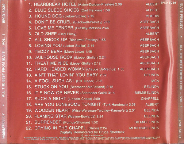 Elvis Presley : All The Best From Elvis - Vol. 1 (CD, Comp)